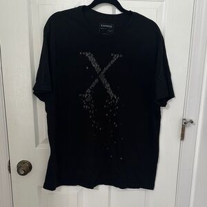 Express Men's Black Star Pattern T-Shirt